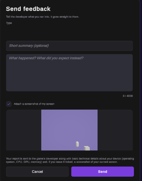 The Instant Feedback report form