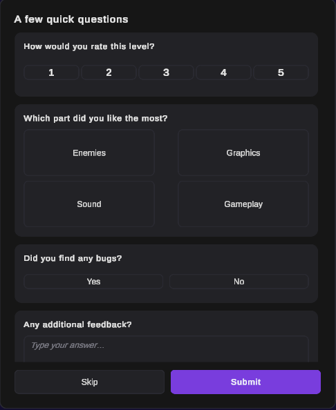 The in-game survey overlay